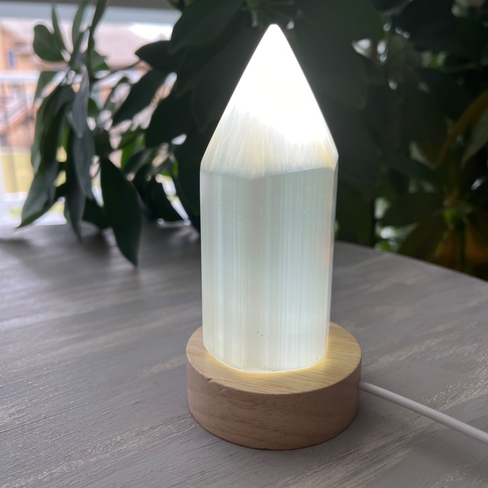 Selenite Tower with Light